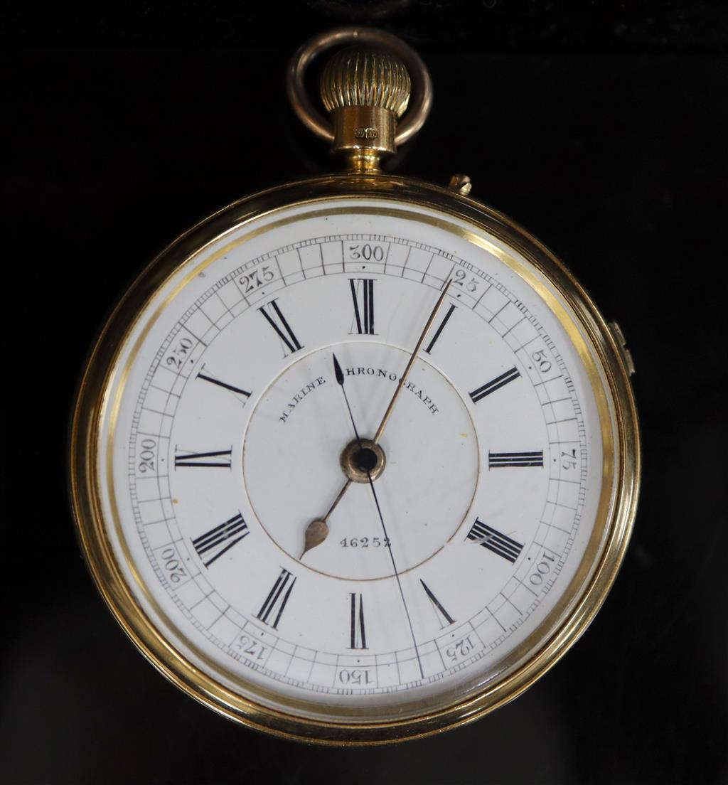 A Victorian 18ct gold keyless open face marine chronograph, by P. Weiner, Strand, London,